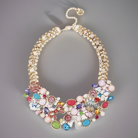 Betsey Johnson Cinderella Collection Rhinestone Heel Statement Necklace Rare New